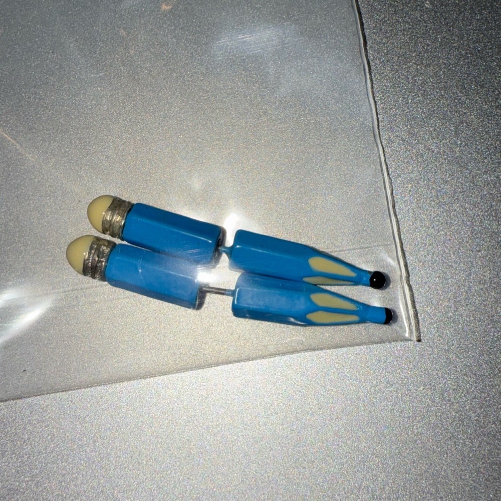 Vibrant Blue and Yellow Pencil Earrings